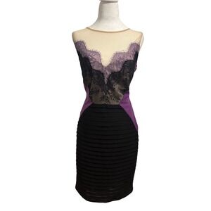 JAX bodycon sz 10 bandage sheer lace cocktail color block dress event whimsygoth